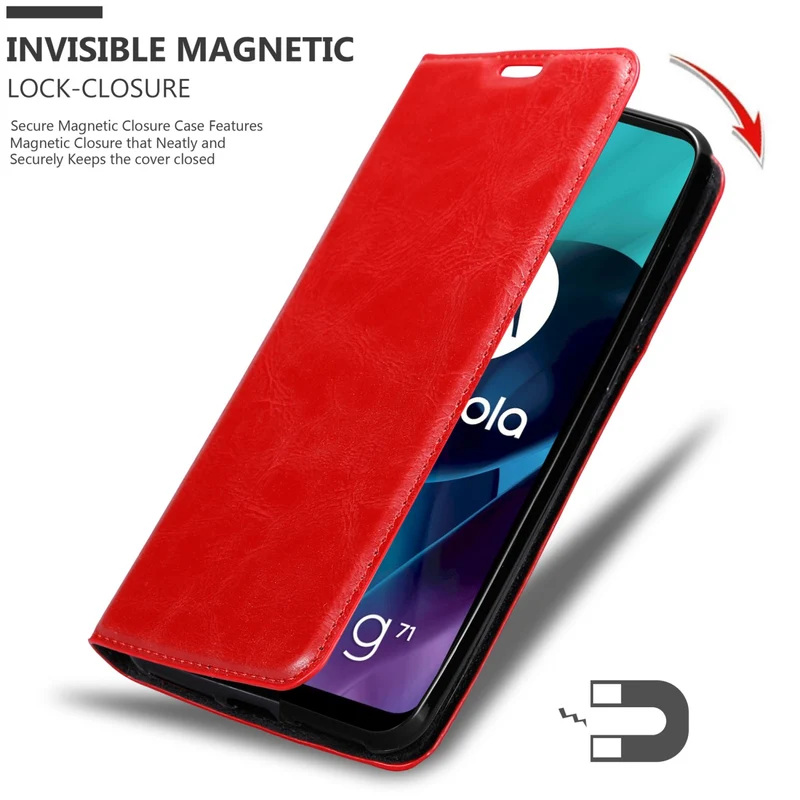 Cadorabo Hülle kompatibel mit Motorola MOTO G71 5G Schutzhülle mit Magnetverschluss, Standfunktion und Kartenfach