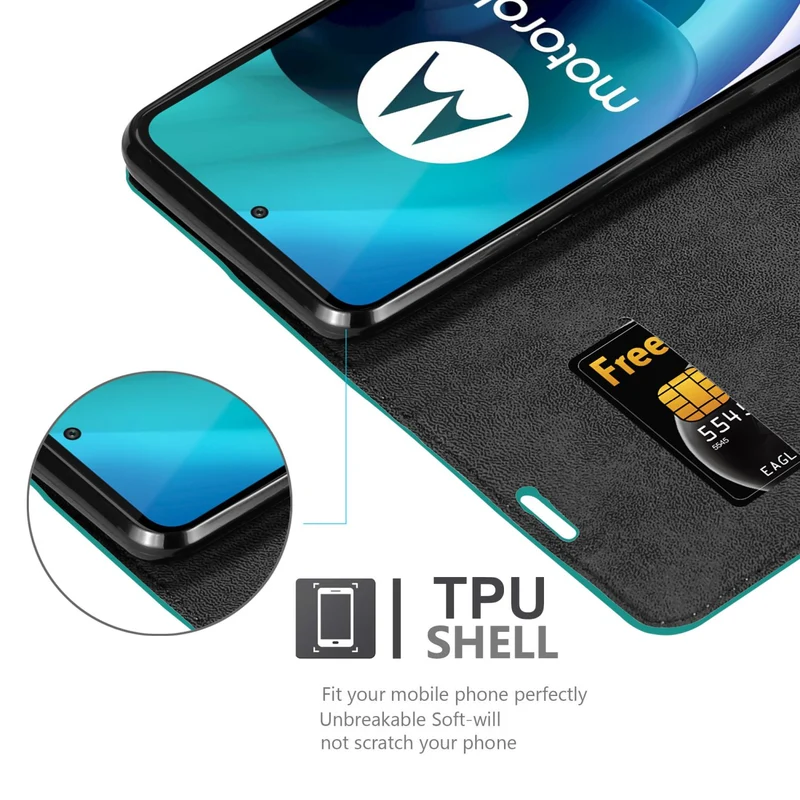 Cadorabo Hülle kompatibel mit Motorola MOTO G71 5G Schutzhülle mit Magnetverschluss, Standfunktion und Kartenfach