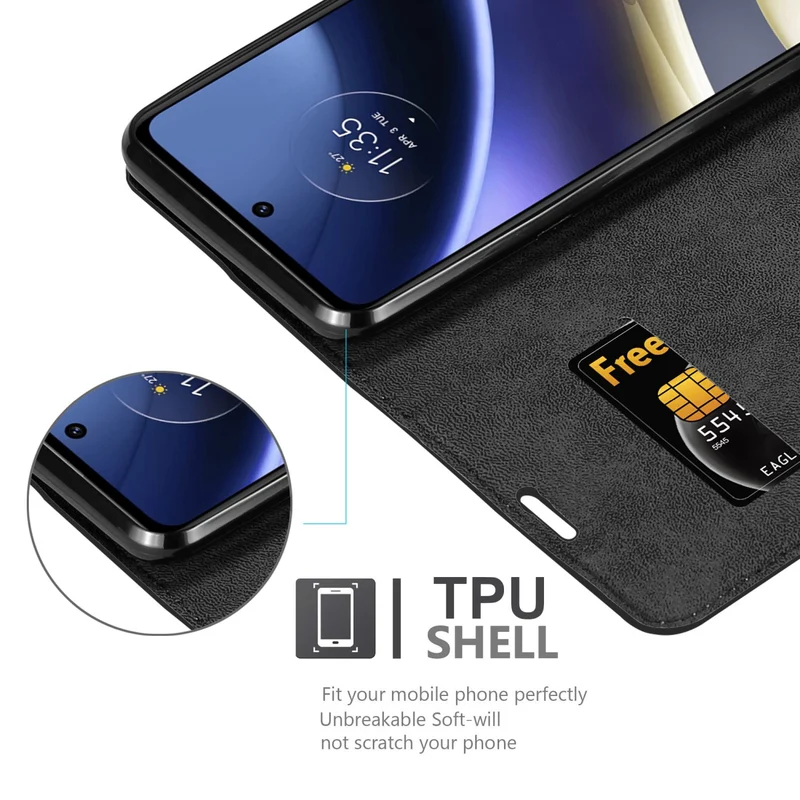 Cadorabo Hülle kompatibel mit Motorola MOTO G51 5G Schutzhülle mit Magnetverschluss, Standfunktion und Kartenfach