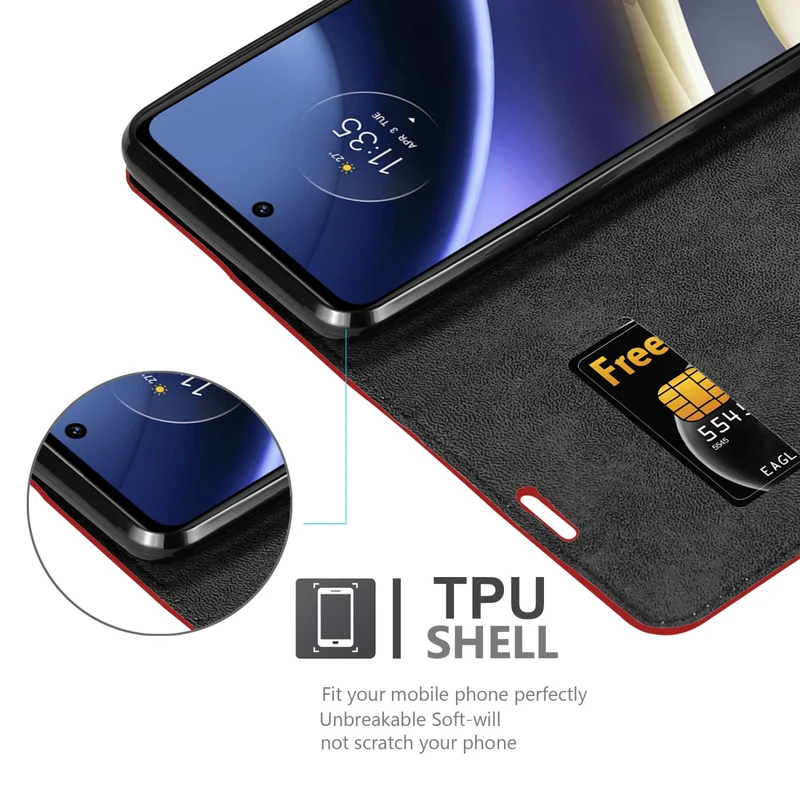 Cadorabo Hülle kompatibel mit Motorola MOTO G51 5G Schutzhülle mit Magnetverschluss, Standfunktion und Kartenfach