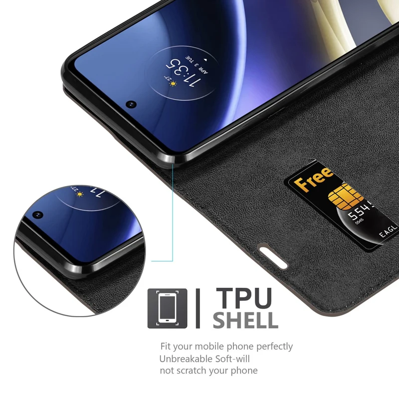 Cadorabo Hülle kompatibel mit Motorola MOTO G51 5G Schutzhülle mit Magnetverschluss, Standfunktion und Kartenfach