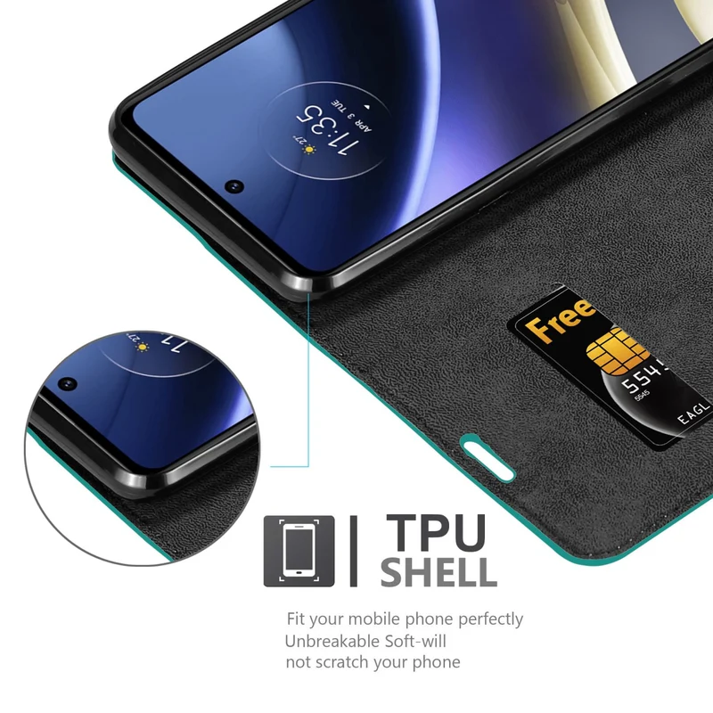 Cadorabo Hülle kompatibel mit Motorola MOTO G51 5G Schutzhülle mit Magnetverschluss, Standfunktion und Kartenfach