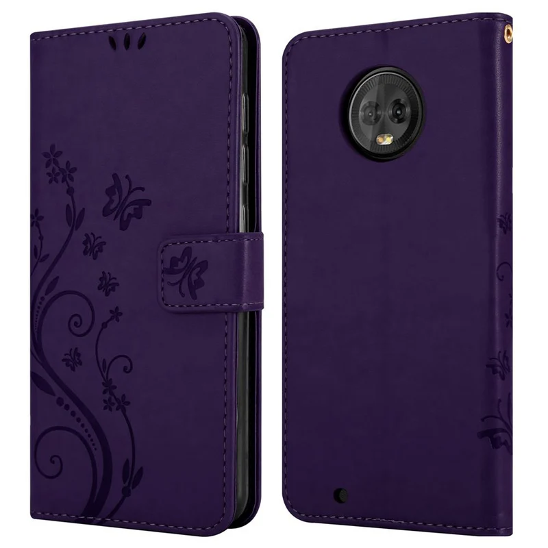 Cadorabo Hülle kompatibel mit Motorola MOTO G6 Schutzhülle im Blumen Design mit Magnetverschluss, Standfunktion und Kartenfächern