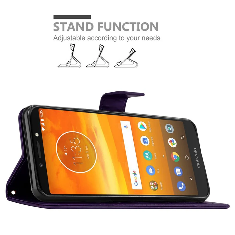 Cadorabo Hülle kompatibel mit Motorola MOTO E5 PLUS Schutzhülle im Blumen Design mit Magnetverschluss, Standfunktion und Kartenfächern