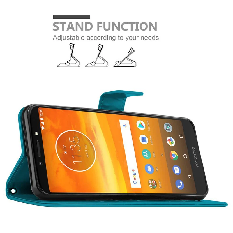 Cadorabo Hülle kompatibel mit Motorola MOTO E5 PLUS Schutzhülle im Blumen Design mit Magnetverschluss, Standfunktion und Kartenfächern
