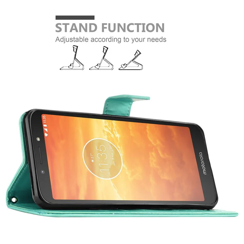 Cadorabo Hülle kompatibel mit Motorola MOTO E5 / G6 PLAY Schutzhülle im Blumen Design mit Magnetverschluss, Standfunktion und Kartenfächern