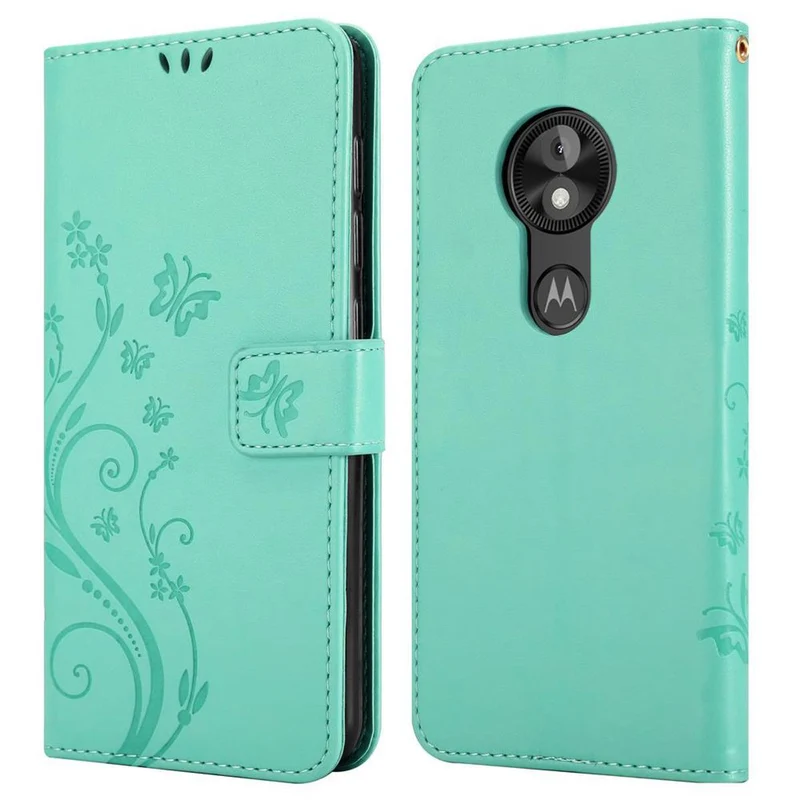 Cadorabo Hülle kompatibel mit Motorola MOTO E5 / G6 PLAY Schutzhülle im Blumen Design mit Magnetverschluss, Standfunktion und Kartenfächern