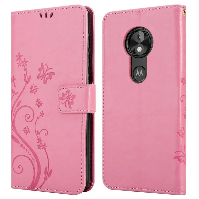 Cadorabo Hülle kompatibel mit Motorola MOTO E5 / G6 PLAY Schutzhülle im Blumen Design mit Magnetverschluss, Standfunktion und Kartenfächern