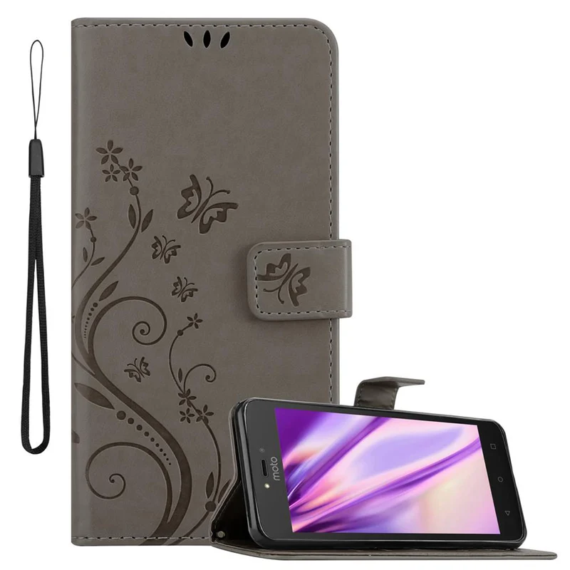 Cadorabo Hülle kompatibel mit Motorola MOTO C Schutzhülle im Blumen Design mit Magnetverschluss, Standfunktion und Kartenfächern