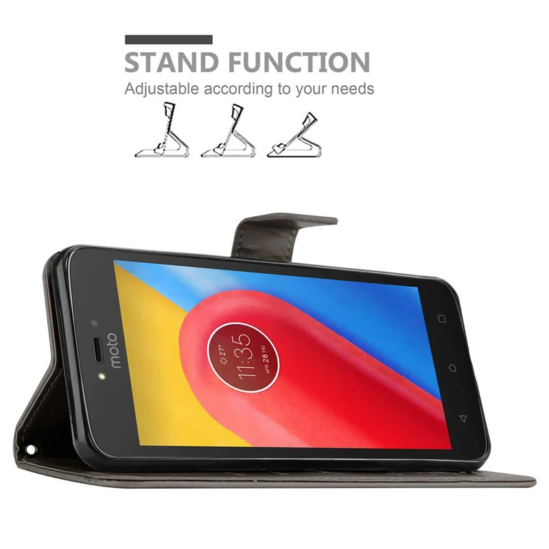 Cadorabo Hülle kompatibel mit Motorola MOTO C Schutzhülle im Blumen Design mit Magnetverschluss, Standfunktion und Kartenfächern