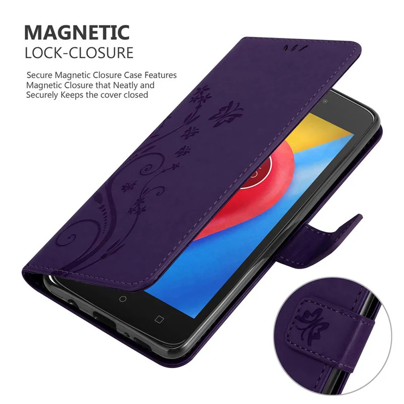 Cadorabo Hülle kompatibel mit Motorola MOTO C Schutzhülle im Blumen Design mit Magnetverschluss, Standfunktion und Kartenfächern
