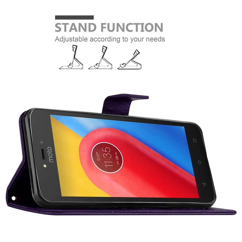 Cadorabo Hülle kompatibel mit Motorola MOTO C Schutzhülle im Blumen Design mit Magnetverschluss, Standfunktion und Kartenfächern