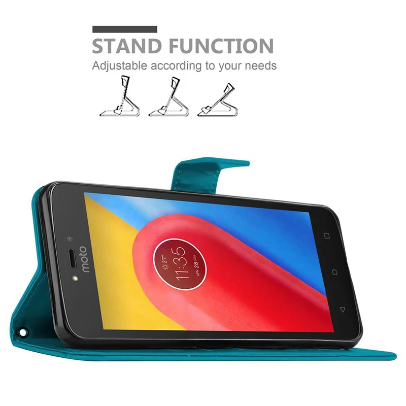 Cadorabo Hülle kompatibel mit Motorola MOTO C Schutzhülle im Blumen Design mit Magnetverschluss, Standfunktion und Kartenfächern