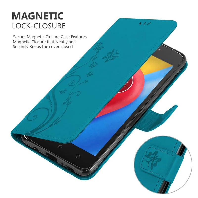Cadorabo Hülle kompatibel mit Motorola MOTO C Schutzhülle im Blumen Design mit Magnetverschluss, Standfunktion und Kartenfächern