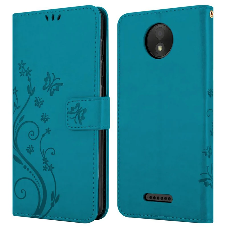 Cadorabo Hülle kompatibel mit Motorola MOTO C Schutzhülle im Blumen Design mit Magnetverschluss, Standfunktion und Kartenfächern