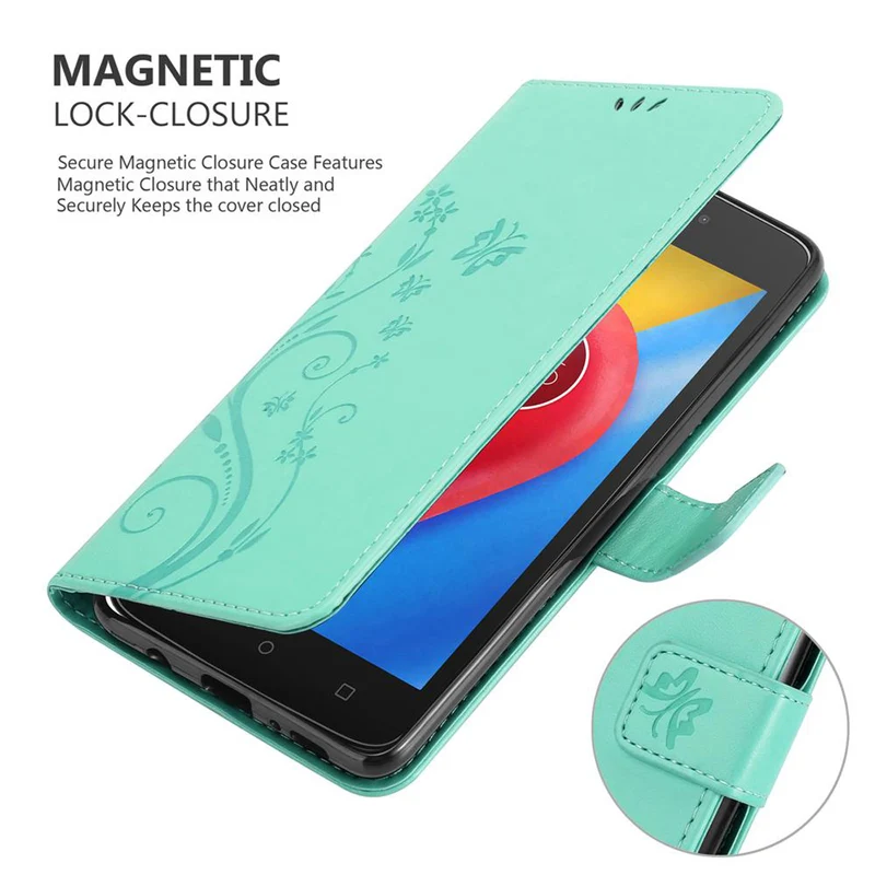 Cadorabo Hülle kompatibel mit Motorola MOTO C Schutzhülle im Blumen Design mit Magnetverschluss, Standfunktion und Kartenfächern