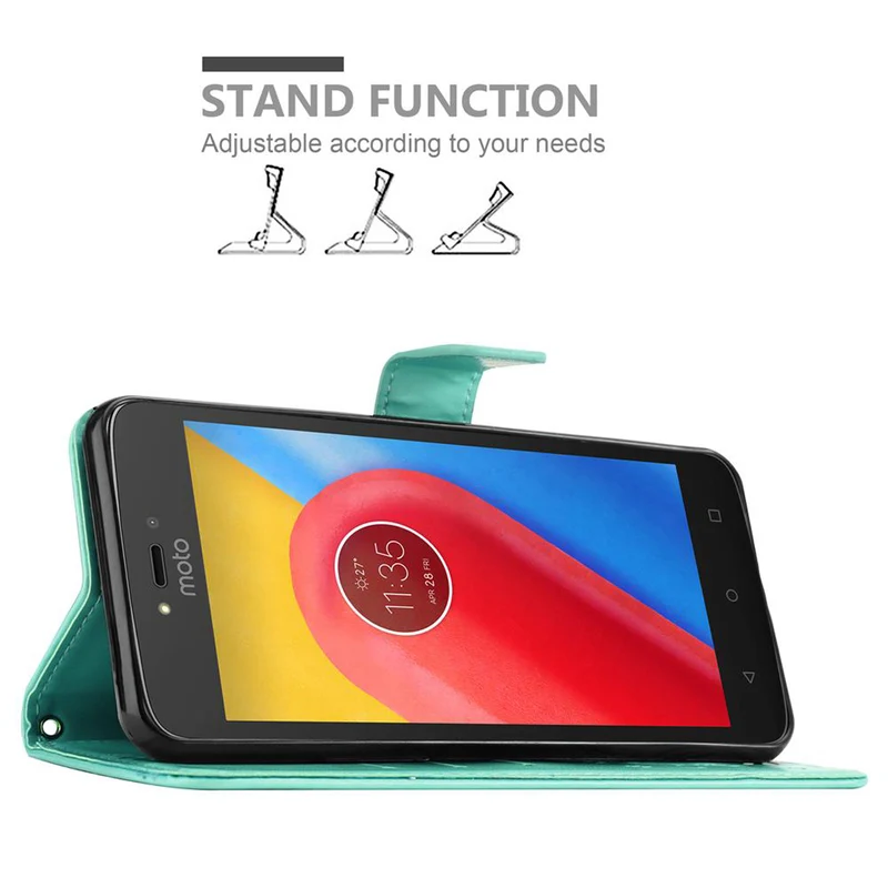 Cadorabo Hülle kompatibel mit Motorola MOTO C Schutzhülle im Blumen Design mit Magnetverschluss, Standfunktion und Kartenfächern