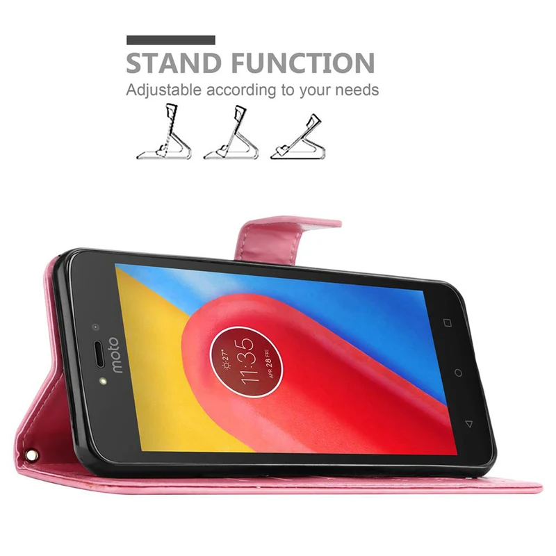 Cadorabo Hülle kompatibel mit Motorola MOTO C Schutzhülle im Blumen Design mit Magnetverschluss, Standfunktion und Kartenfächern