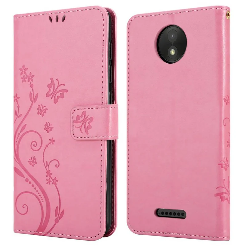 Cadorabo Hülle kompatibel mit Motorola MOTO C Schutzhülle im Blumen Design mit Magnetverschluss, Standfunktion und Kartenfächern