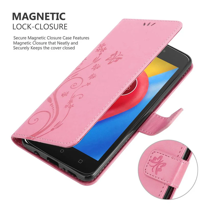 Cadorabo Hülle kompatibel mit Motorola MOTO C Schutzhülle im Blumen Design mit Magnetverschluss, Standfunktion und Kartenfächern