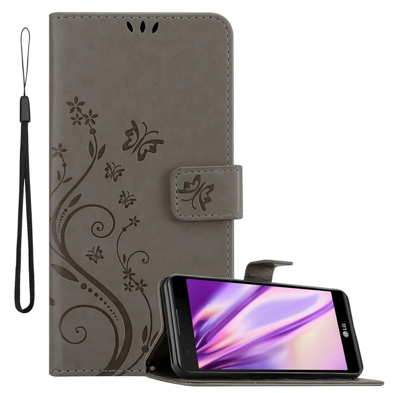 Cadorabo Hülle kompatibel mit LG X POWER Schutzhülle im Blumen Design mit Magnetverschluss, Standfunktion und Kartenfächern