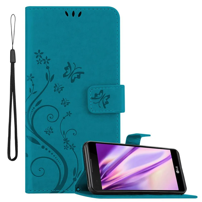 Cadorabo Hülle kompatibel mit LG X POWER Schutzhülle im Blumen Design mit Magnetverschluss, Standfunktion und Kartenfächern