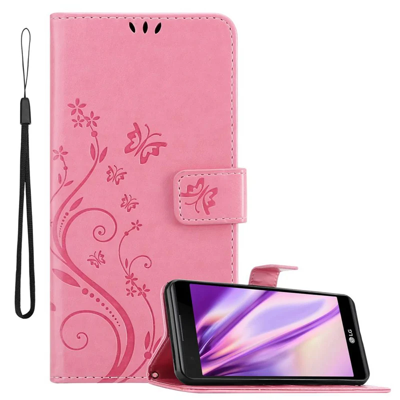 Cadorabo Hülle kompatibel mit LG X POWER Schutzhülle im Blumen Design mit Magnetverschluss, Standfunktion und Kartenfächern