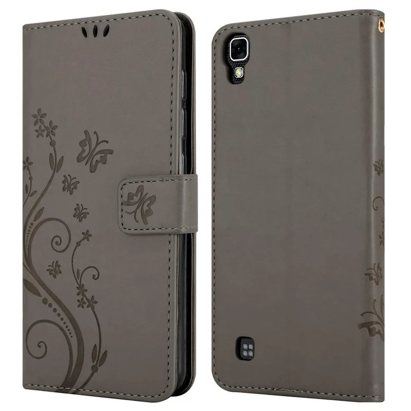 Cadorabo Hülle kompatibel mit LG X POWER Schutzhülle im Blumen Design mit Magnetverschluss, Standfunktion und Kartenfächern