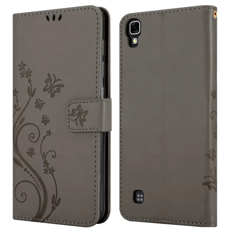 Cadorabo Hülle kompatibel mit LG X POWER Schutzhülle im Blumen Design mit Magnetverschluss, Standfunktion und Kartenfächern