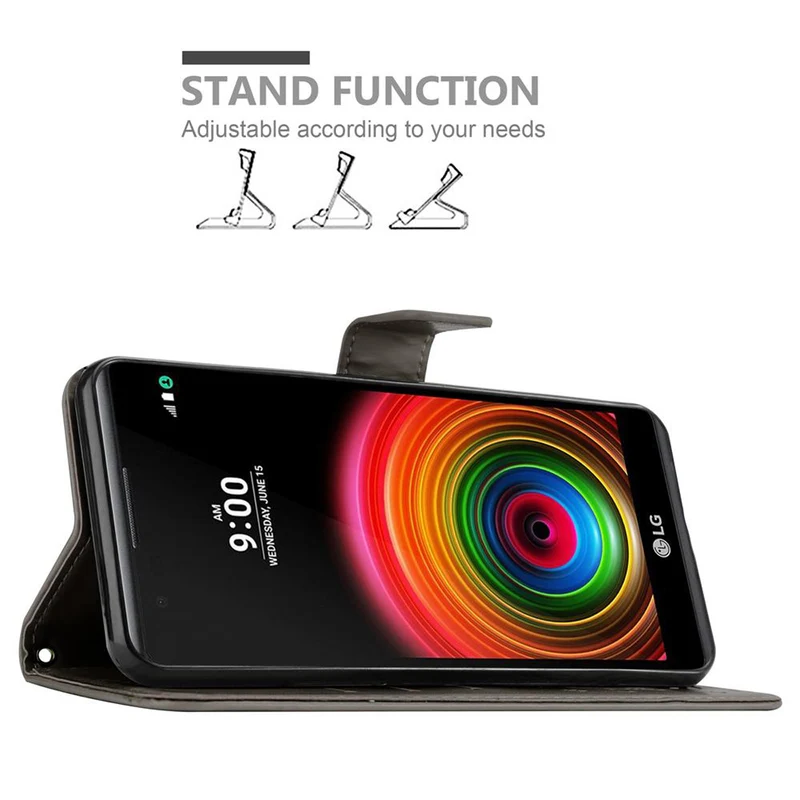 Cadorabo Hülle kompatibel mit LG X POWER Schutzhülle im Blumen Design mit Magnetverschluss, Standfunktion und Kartenfächern