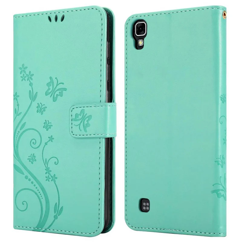 Cadorabo Hülle kompatibel mit LG X POWER Schutzhülle im Blumen Design mit Magnetverschluss, Standfunktion und Kartenfächern