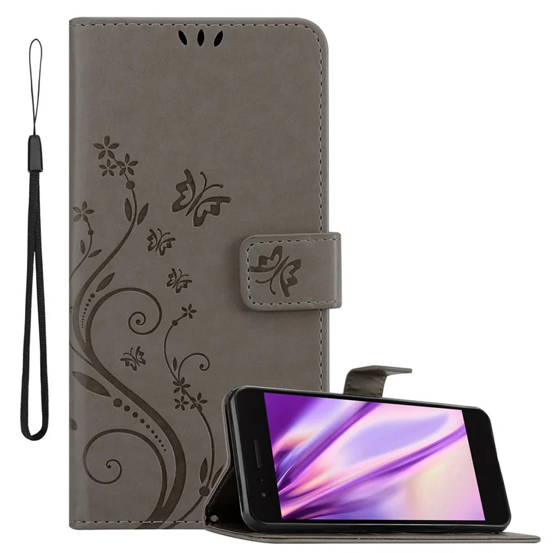 Cadorabo Hülle kompatibel mit LG K8 2018 / K9 2018 Schutzhülle im Blumen Design mit Magnetverschluss, Standfunktion und Kartenfächern