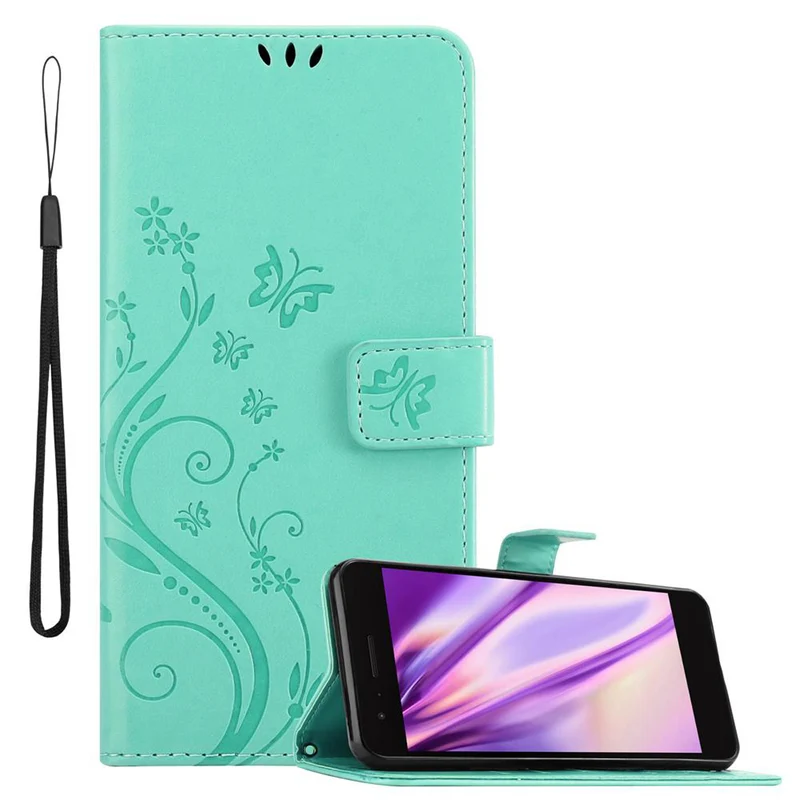 Cadorabo Hülle kompatibel mit LG K8 2018 / K9 2018 Schutzhülle im Blumen Design mit Magnetverschluss, Standfunktion und Kartenfächern