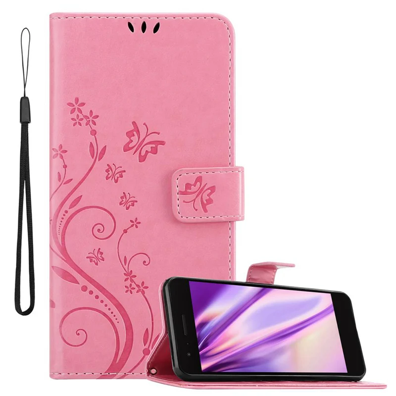 Cadorabo Hülle kompatibel mit LG K8 2018 / K9 2018 Schutzhülle im Blumen Design mit Magnetverschluss, Standfunktion und Kartenfächern