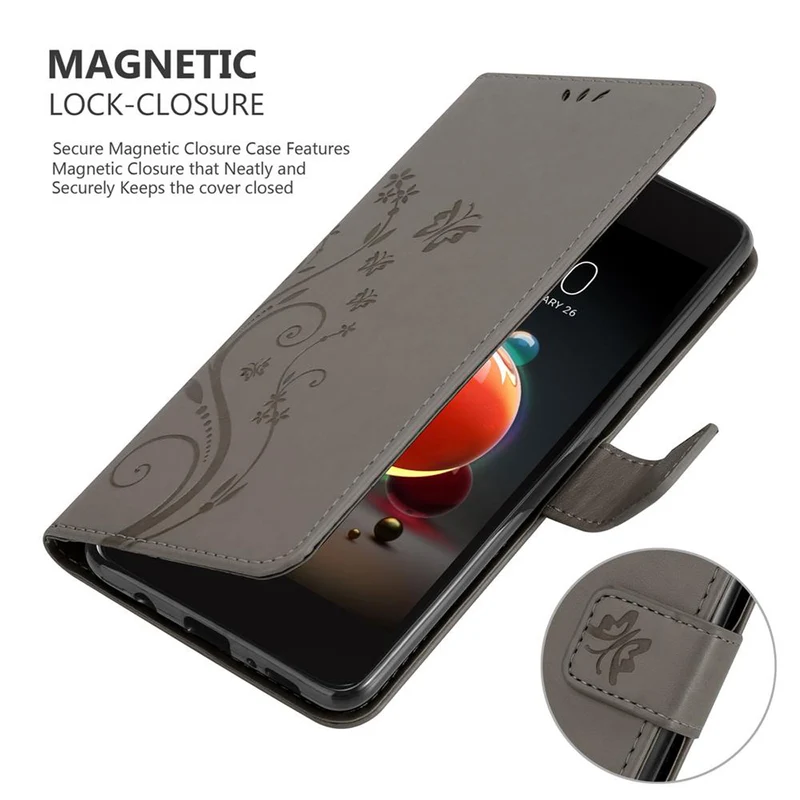 Cadorabo Hülle kompatibel mit LG K8 2018 / K9 2018 Schutzhülle im Blumen Design mit Magnetverschluss, Standfunktion und Kartenfächern