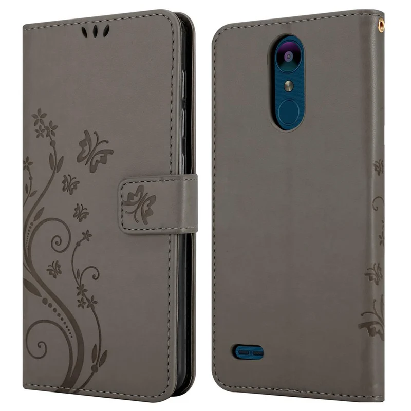 Cadorabo Hülle kompatibel mit LG K8 2018 / K9 2018 Schutzhülle im Blumen Design mit Magnetverschluss, Standfunktion und Kartenfächern