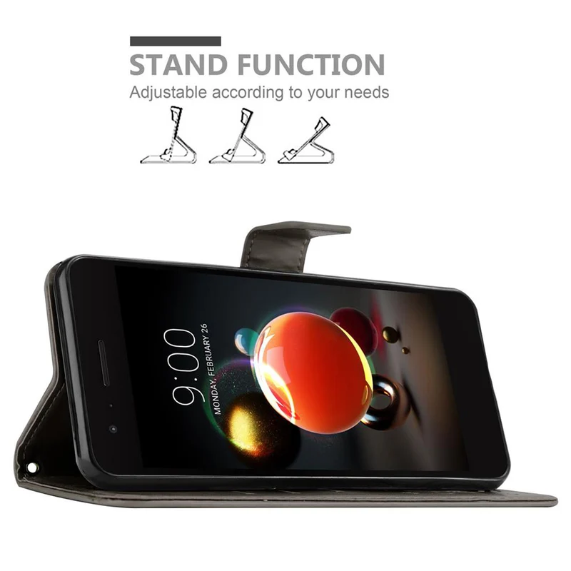 Cadorabo Hülle kompatibel mit LG K8 2018 / K9 2018 Schutzhülle im Blumen Design mit Magnetverschluss, Standfunktion und Kartenfächern