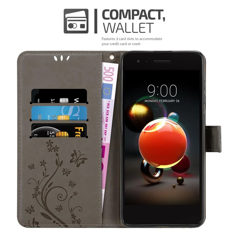Cadorabo Hülle kompatibel mit LG K8 2018 / K9 2018 Schutzhülle im Blumen Design mit Magnetverschluss, Standfunktion und Kartenfächern