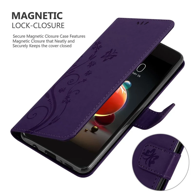 Cadorabo Hülle kompatibel mit LG K8 2018 / K9 2018 Schutzhülle im Blumen Design mit Magnetverschluss, Standfunktion und Kartenfächern