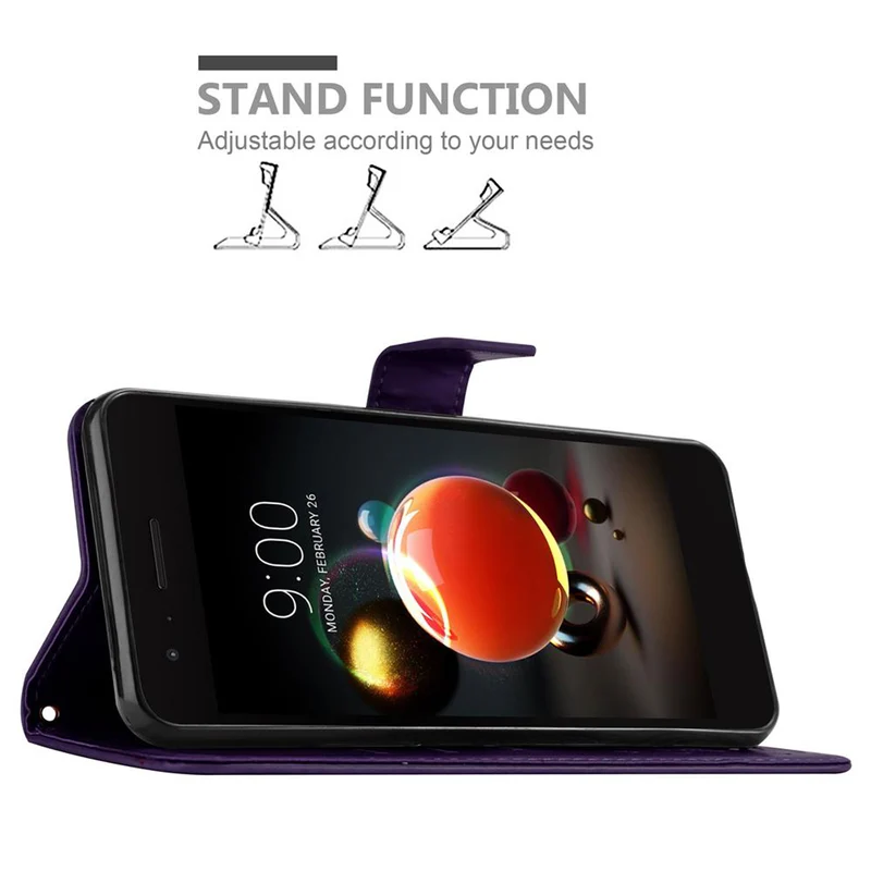Cadorabo Hülle kompatibel mit LG K8 2018 / K9 2018 Schutzhülle im Blumen Design mit Magnetverschluss, Standfunktion und Kartenfächern