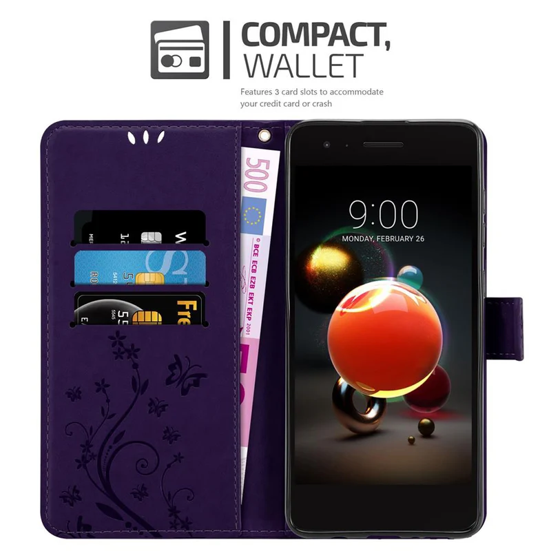Cadorabo Hülle kompatibel mit LG K8 2018 / K9 2018 Schutzhülle im Blumen Design mit Magnetverschluss, Standfunktion und Kartenfächern