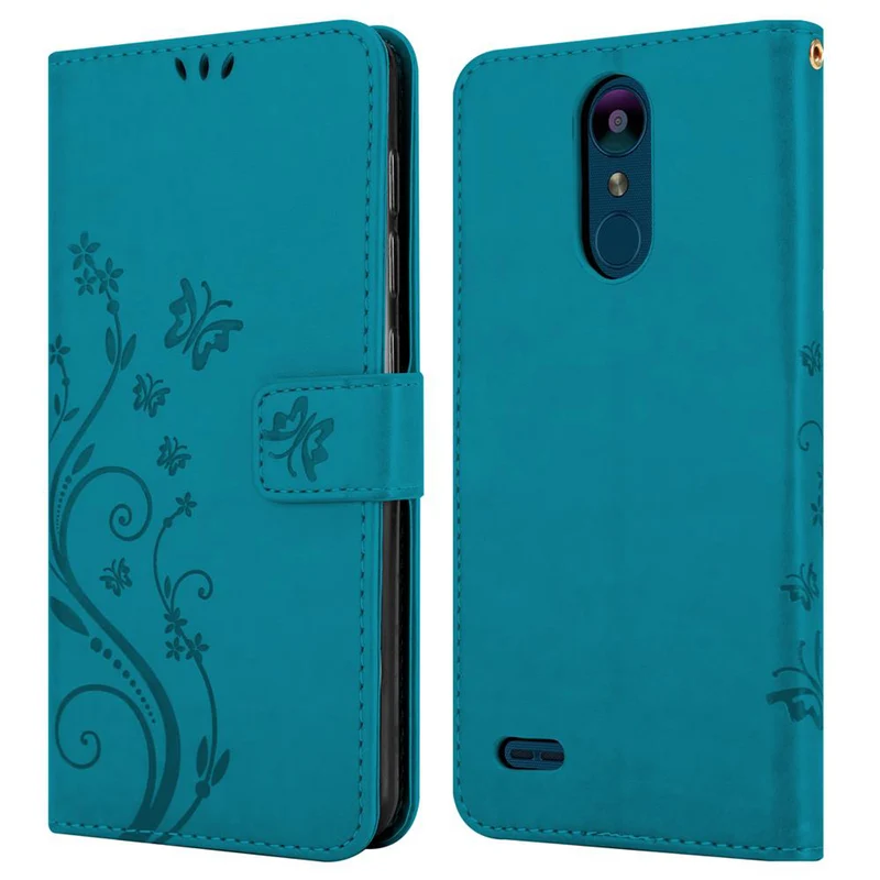 Cadorabo Hülle kompatibel mit LG K8 2018 / K9 2018 Schutzhülle im Blumen Design mit Magnetverschluss, Standfunktion und Kartenfächern