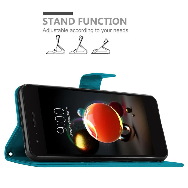 Cadorabo Hülle kompatibel mit LG K8 2018 / K9 2018 Schutzhülle im Blumen Design mit Magnetverschluss, Standfunktion und Kartenfächern