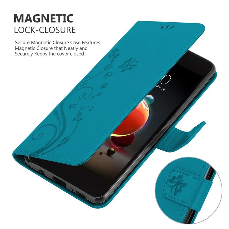 Cadorabo Hülle kompatibel mit LG K8 2018 / K9 2018 Schutzhülle im Blumen Design mit Magnetverschluss, Standfunktion und Kartenfächern