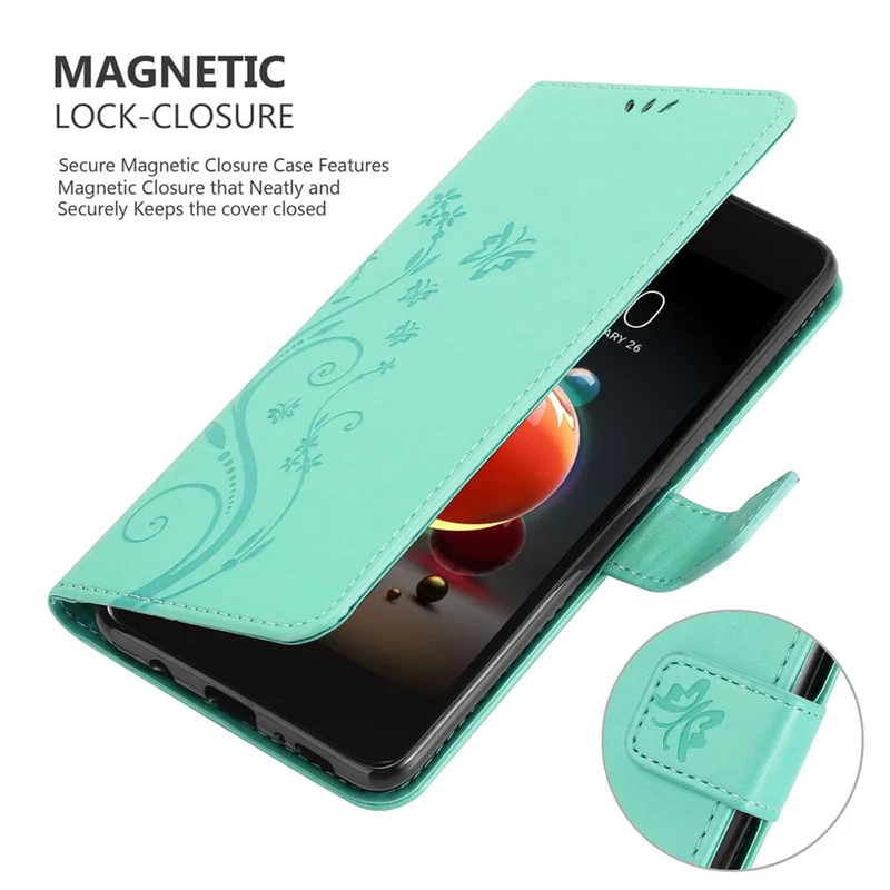 Cadorabo Hülle kompatibel mit LG K8 2018 / K9 2018 Schutzhülle im Blumen Design mit Magnetverschluss, Standfunktion und Kartenfächern