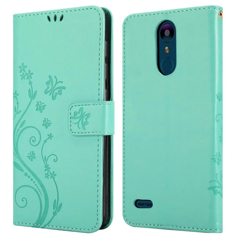 Cadorabo Hülle kompatibel mit LG K8 2018 / K9 2018 Schutzhülle im Blumen Design mit Magnetverschluss, Standfunktion und Kartenfächern