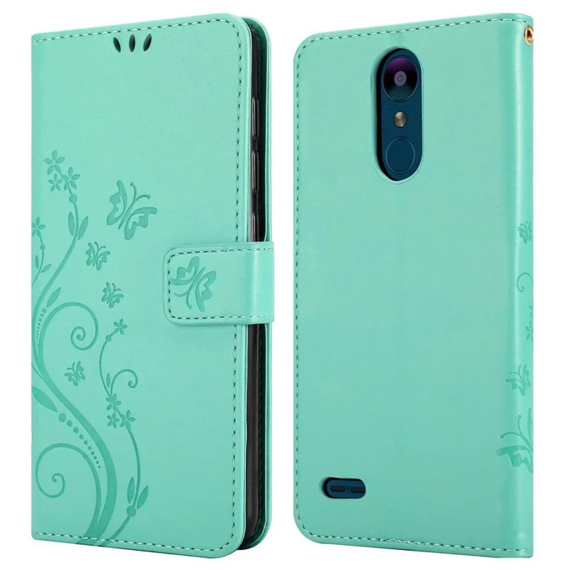 Cadorabo Hülle kompatibel mit LG K8 2018 / K9 2018 Schutzhülle im Blumen Design mit Magnetverschluss, Standfunktion und Kartenfächern