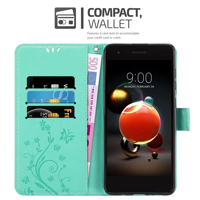 Cadorabo Hülle kompatibel mit LG K8 2018 / K9 2018 Schutzhülle im Blumen Design mit Magnetverschluss, Standfunktion und Kartenfächern