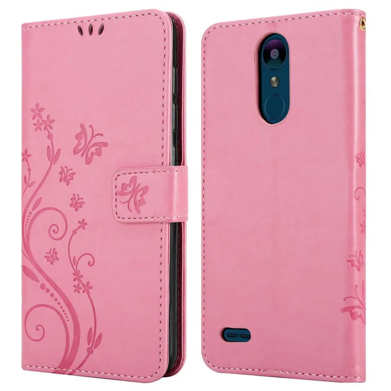 Cadorabo Hülle kompatibel mit LG K8 2018 / K9 2018 Schutzhülle im Blumen Design mit Magnetverschluss, Standfunktion und Kartenfächern