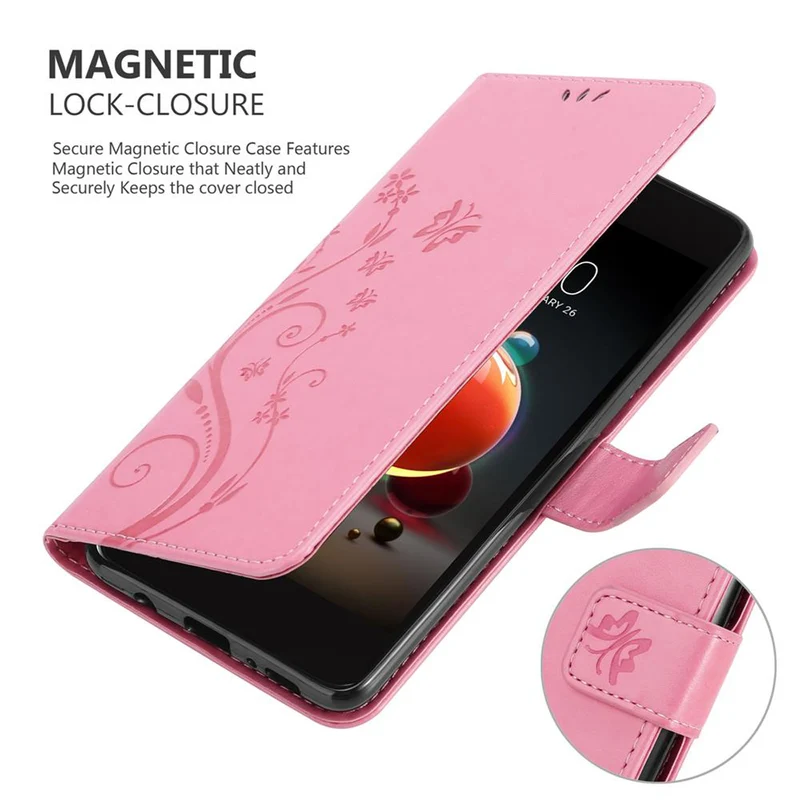 Cadorabo Hülle kompatibel mit LG K8 2018 / K9 2018 Schutzhülle im Blumen Design mit Magnetverschluss, Standfunktion und Kartenfächern